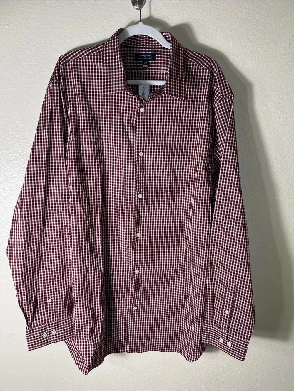 Banana Republic Burgundy and White Check Dress Shirt size XXL tall